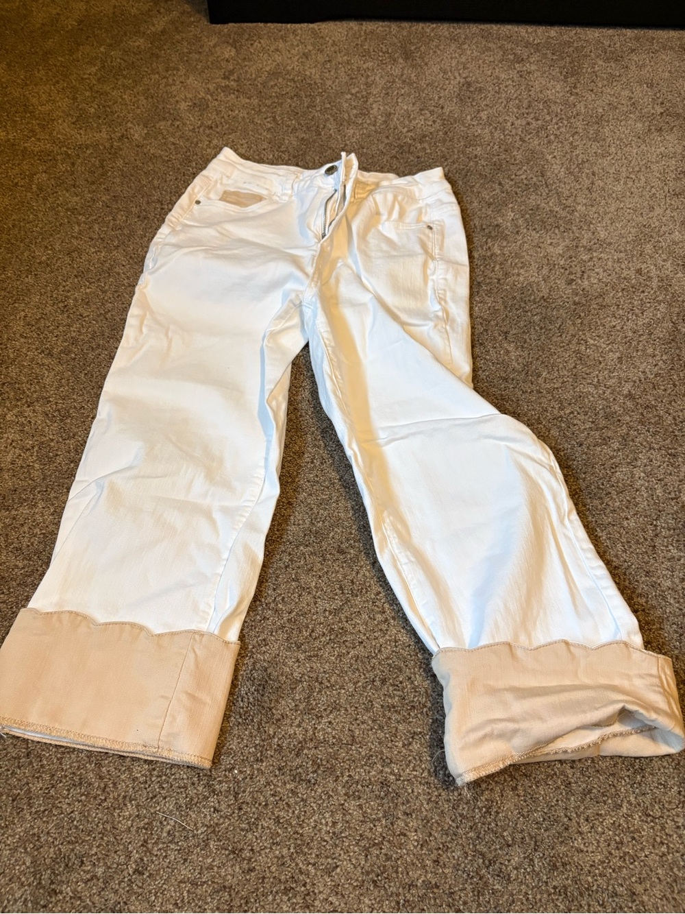 Charlie B White Jeans with Tan Cuff